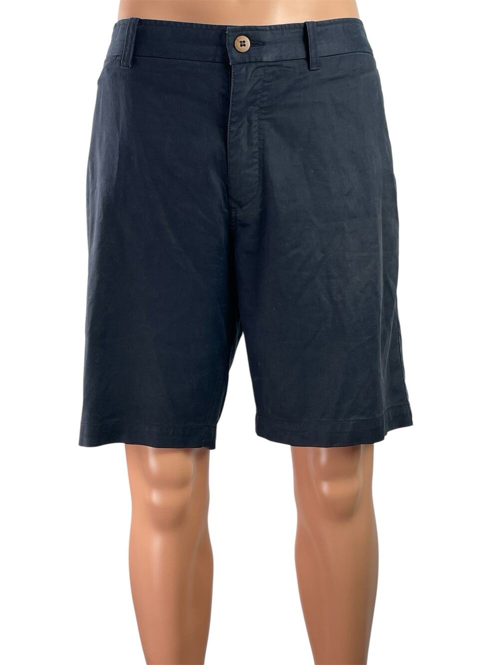 Tommy Bahama Men Black Mid Rise Straight Golf Chino Khaki Bermuda Shorts Size 36